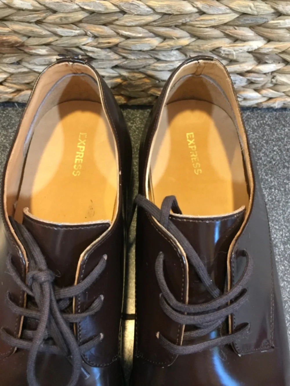 Express Men's Dark Brown Leather Oxfords